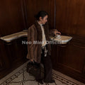 Hot Fashion 2026 Winter Luxury Striped Faux Mink Fur Jacket Women Stylish Power Shoulder Fur Trim Blazer Coat Outerwear