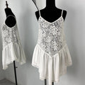 Sexy Lace Top Summer White See Through Lace Patchwork Hot Girl T-Shirt Elegant Luxury Party Look Streetwear Top Women