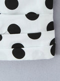 Beach Party Two Piece Set for Women Halter Neck Sleeveless Vest High Waist Polka Dot A Line Midi Skirt Suit Female