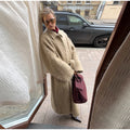 Camel Lapel Collar Coat Women Maxi Brushed Fuzzy Wool Self Tie Belt Waist Cinched Jacket Oversized Chic Autumn Winter Outerwear