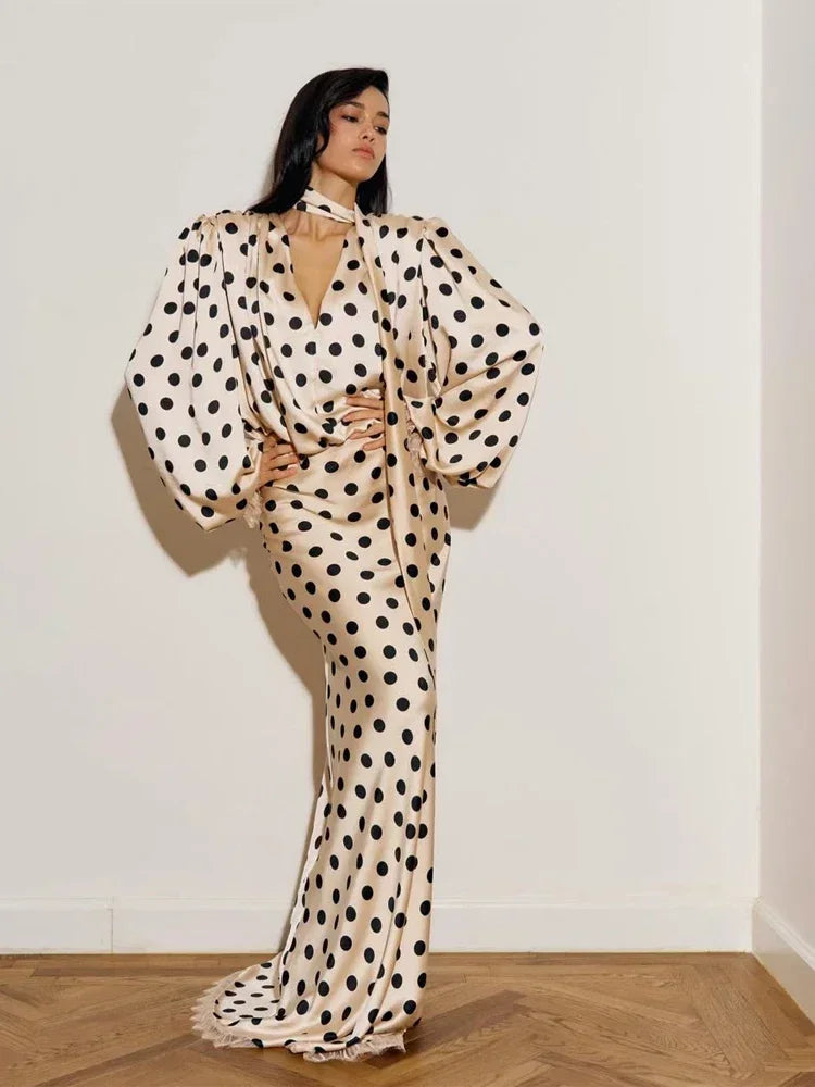 Polka Dot Polka Dot Skirt 2 Piece Set Women Elegant Scarf  Long Sleeve Shirts Suit 2026 Spring Lady Fashion Commute Outwear New