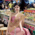 Women's Thailand Traditional Clothing Two Set Thai Dress National Costume Dai Dress Minority Retro Costume Dance Photography