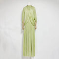 Chic Draped Maxi Dress Women Elegant Flutter Sleeve Turtleneck Patchwork Long Dresses 2026 Lady New Evening Party Gowns