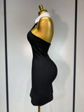 Women Sexy Backless White Shirt Collar Black Mini Bodycon Bandage Dress 2025 Elegant Evening Club Party Luxury Birthday Dresses