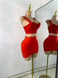 Women Sexy Knitted Mini Bodycon Top Bandage Skirt Two Piece Sets 2025 Celebrity High Street Night Club Birthday Party Outfits