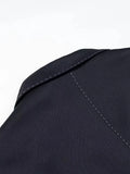 Navy Business Meetings Women's White Topstitch Trim Blazers Double Breasted Design Lapel Blazer for Office Commute