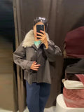 Fashion Faux Fur Collar Middle Long Jackets Women Solid Full Sleece Button Zipper Coats 2025 Lady Chic Casual Winter Outerwear