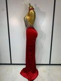 Sparkly Rhinestone Velvet Maxi Long Dress For Woman Sexy Backless Luxury Birthday Dress Evening Party Nightclub Stage Costume