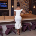 Ruffles Dress Women Off Shoulder Sexy Sleeveless Bow Tie Bodycon Party Night 2026 Formal Birthday Party Banquet Gown