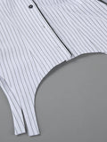 Elegant Striped Women Shirts Lapel Collar Long Sleeve Fit Shirt for Office Work Business Meeting Wear Fashion New