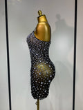 Women Sexy Sleeveless Rhinestone Mini Bodycon Dress Evening Party Luxury Birthday Bar Nightclub Stage Performance Clothing
