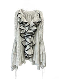 Polka Dot See Through Blouse for Women Deep V Neck Long Sleeves Irregular Design Loose Shirt Female Fashion Clothes