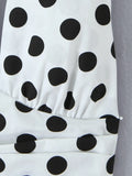 Beach Party Two Piece Set for Women Halter Neck Sleeveless Vest High Waist Polka Dot A Line Midi Skirt Suit Female