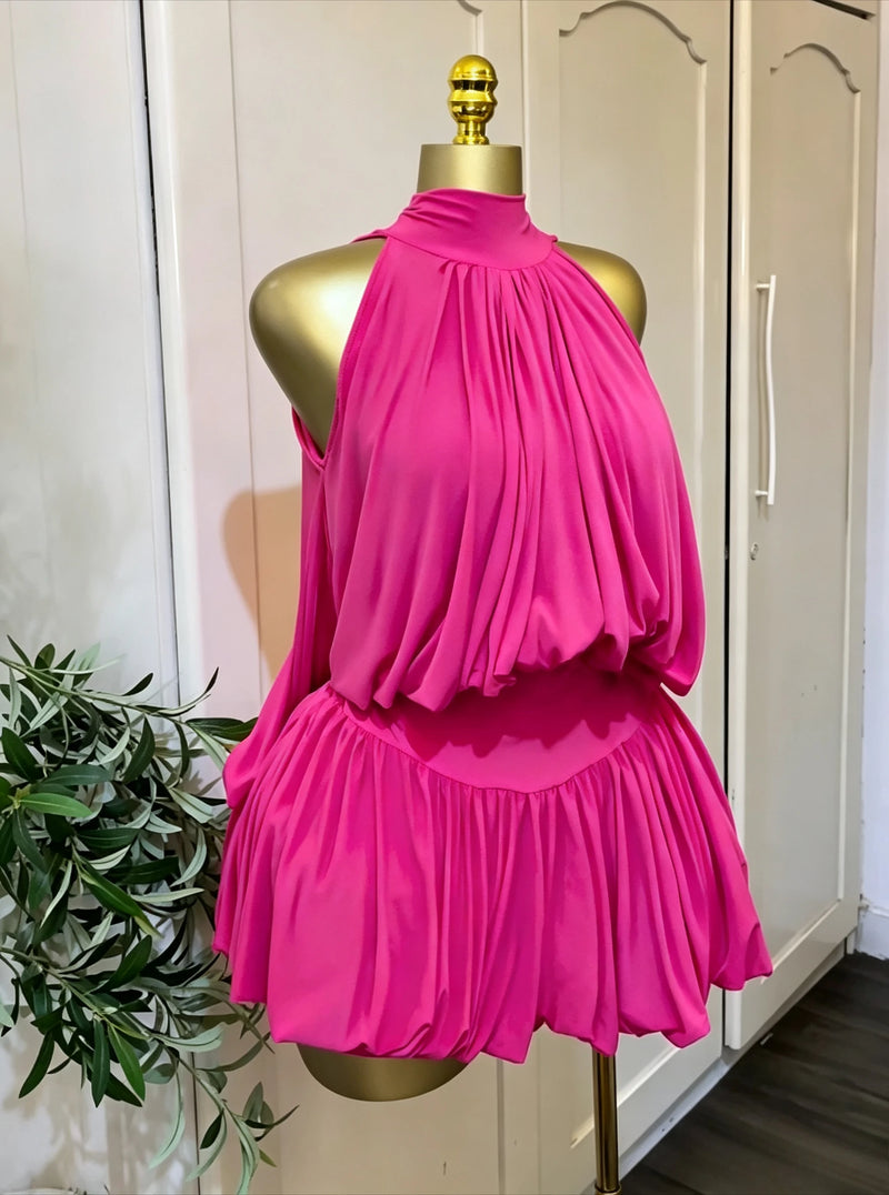 Women Dress Sleeveless Halter Ruched Ball Gown Mini Dress with Shorts 2026 Beach Party Elegant Holiday Birthday Outfits