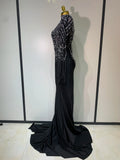 Women Sexy Long Sleeve Luxury Diamonds Maxi Long Bodycon Dresses Celebrity Elegant Red Carpet Show Evening Party Birthday Dress