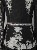 Vintage Indie Folk Style Print Dress for Women V Neck Three Quater Sleeves Patchwork Hollow Out Tiered Dresses Female New