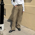 American Retro Plaid Trousers for Women High Waist Spliced Pockets Casual Oversized Lantern Wide Leg Pants Female