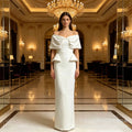 Elegant Off-the-Shoulder Beaded Bandage Evening Dress Diamond Embellished Backless Wrap Pleatd Split Bodycon Formal Party Gowns