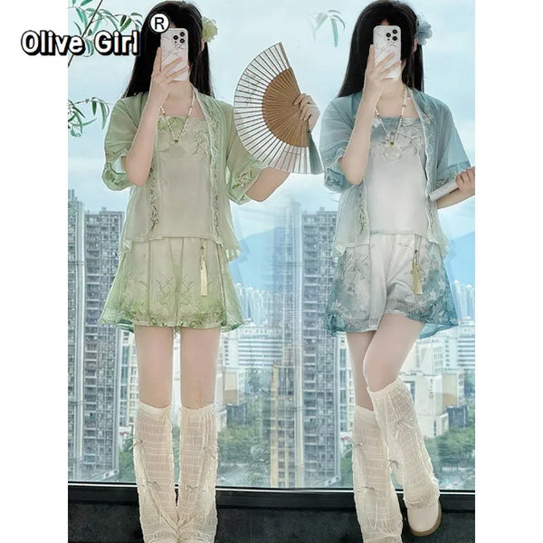 Olive Girl Blue Hanfu Dress 2026 S-L XS-3XL Plus Size Hanfu Chinese Dress Traditional Chinese Clothing Chinese Heritage Fashion Women