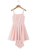 Sexy Hotsweet Mini Dress for Women Square Collar Sleeveless Slimming High Waist Spliced Bowknot Dresses Female New