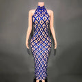 Festival Shiny Rhinestones Party Dress Birthday Luxury Costume Fancy Brilliant Dancer Wedding Impressive Evening Dress