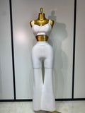 Women Sexy Bandage Crop Top Pant Set Evening Party Club Luxury Birthday High Street Fashion Elegant Luxury Birthday Outfit
