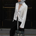 Solid Loose Temperament Blouse for Women Lapel Long Sleeves Patchwork Lace Up Elegant Top Female Fashion Clothing