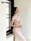 Olive Girl Romantic Qipao for Garden Wedding 2026 Fairycore Photoshoot Everyday Wear S-XXL XS-3XL Plus Size Romantic Garden Party Editorial Not Costume Qipao Cheongsam Chinese Dress Chinese Heritage Fashion Women