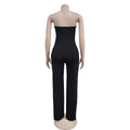 Women's Elegant Button Strapless Sleeveless Irregular Jumpsuits One Piece Metal Button Decor Overalls Outfit Night Clubwear