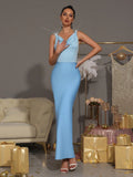 Sexy Backless Diamond Chain Design Bandage Maxi Long Dress 2026 Women'S Sleeveless Bodycon Celebrity Dinner Party Gowns