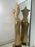 Luxury Sequins Gold Party Dress Women Sexy Halter Backless Evening Birthday Gown Hollow Out Celebrity Gala Music Festival Dress