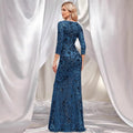 Luxury Evening Dress Women Half Sleeve Mermaid Formal Sequin Prom Maxi Dress Elegant Wedding Party Cocktail Graduation Gown