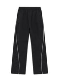 White Stripe 2 Piece Tracksuit Women Stand Collar Zip Jacket And Elastic Waist Wide Leg Pants Set Sporty Casual Matching Outfit
