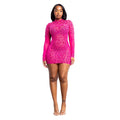 Women Sexy Long Sleeve Diamond Mesh Bodycon Night Out Dress Birthday Party Costume Bar Nightclub Stage Performance Clothing