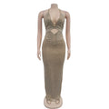 Sexy Evening Rhinestone Maxi Dress Glitter Bodycon Club Birthday Party Dress Women Backless Birthday Long Prom Vestidos