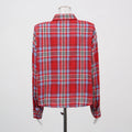 Hit Color Check Loose Blouses for Women Lapel Long Sleeve High Waist Temperament Shirts Female Fashion