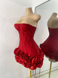 Sexy Strapless Backless Ruffles Red Bandage Short Dress for Women Elegant Luxury Deisnger Evening Party Brithday Club Outfit