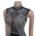 Luxury Woman Evening Party Dress Celebrities Outfits Gown Elegant Mesh Patchwork Rhinestone Birthday Dresses Clubwear