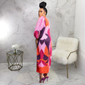 Elegant Women Pleated Half Lantern Sleeve O-neck Slim Maxi Long Dress Print Fashion Autumn 2024 Ruched Dresses Vestidos