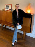 Beige Fluffy Faux Fur Jacket Women Long Sleeve Open Front Warm Cozy Coat Fall Winter Party Daily Streetwear Trendy Outerwear New