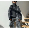 Solid Spliced Diamonds Loose Jackets for Women Stand Neck Long Sleeve Patchwork Pockets Coat Female New