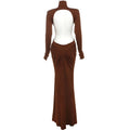 Sexy Backless Long Dress For Women Turtleneck Evening Party Ruched Dress Elegant Solid Long Sleeve Streetwear Maxi Dress