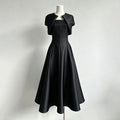 Retro Solid Color Satin Fake Two Piece Shawl Long Dress 2026 New Women'S High Waisted Dress Elegant Dinner Gown
