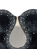 Luxury Woman Evening Dress Sparkle Heartbeat Velvet Diamonds Maxi Dress Gown Celebrities Outfits With Rhinestones Glove