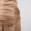 Solid Evening Spliced Folds Dress for Women Halter Sleeveless High Waist Pachwork See Through Backless Maxi Dresses Female
