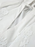 Elegant Lace Women Shirts Stand Collar Long Sleeve Lace Up Minimalist Loose Shirt for Daily Casual Wear Fashion New