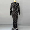 Sparkly Diamond Women Long Sleeve Sexy Bodycon Long Bandage Dress Evening Party Elegant Red Carpet Birthday Fashion Outfi