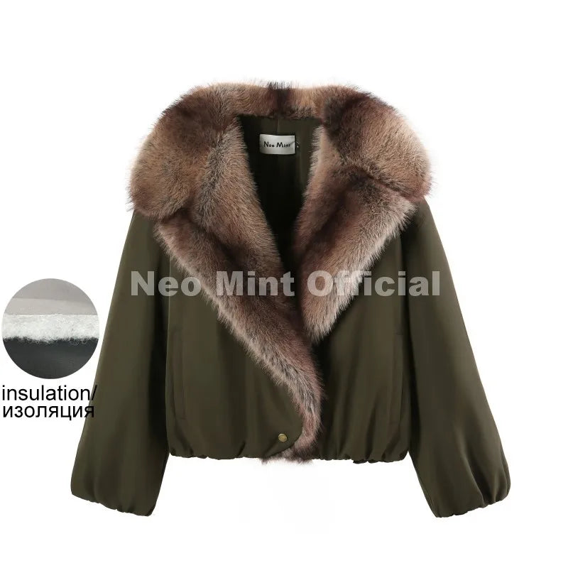 Trendy 2026 Fur Collar Bomber Jacket Women Winter Warm Padded Coat Parkas Luxury Brand Quilted Puffer Jackets Overcoats