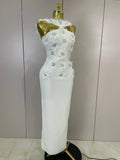 Elegant Flower Beading Sexy Sleeveless Bodycon Long Bandage Dresses Celebrity Cocktail Women Luxury Birthfay Evening Party Dress