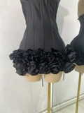 Sexy Strapless Backless Ruffles Red Bandage Short Dress for Women Elegant Luxury Deisnger Evening Party Brithday Club Outfit